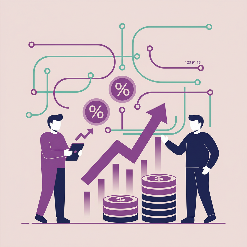 Soyut geometrik desenler ve veri çizgileri ile finansal arka plan