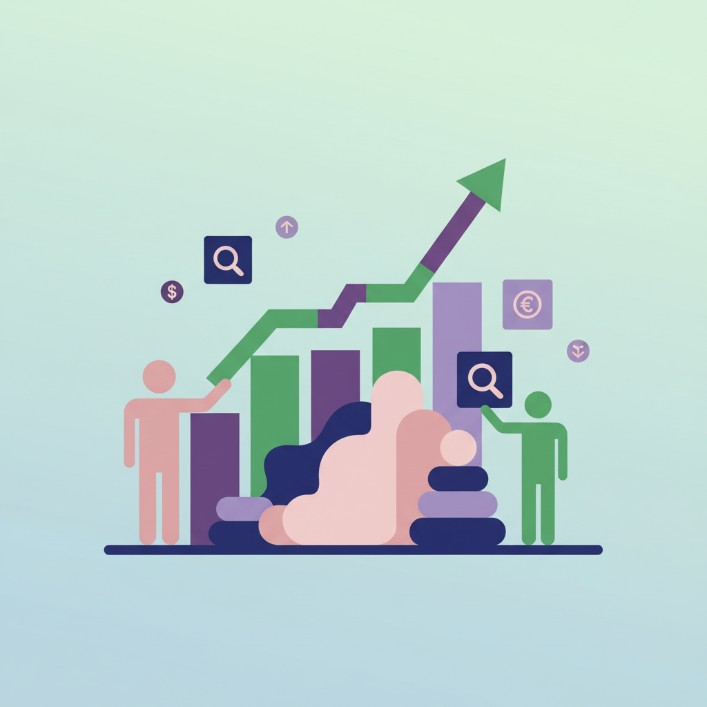 Finansal büyüme grafiği ve veri analizi soyut illüstrasyonu